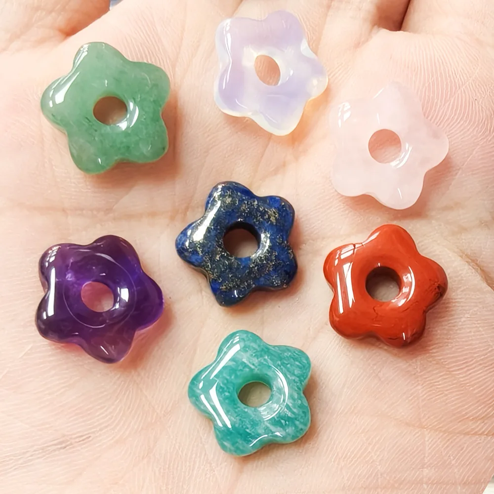 1pc Naturstein Großes Loch Perlen Blume Geformt Schmuck Machen DIY Halskette Armband Ohrringe Zubehör
