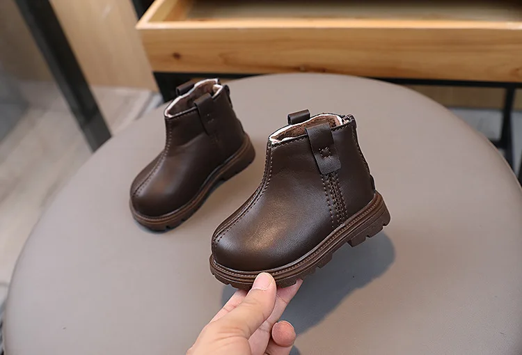 2026 Kinder Kurzstiefel Modische Jungen Schuhe Herbst Winter Leder Kinderstiefel Rutschfeste Kleinkind Mädchen Stiefel Kleinkind Schneeschuhe – Detail 11