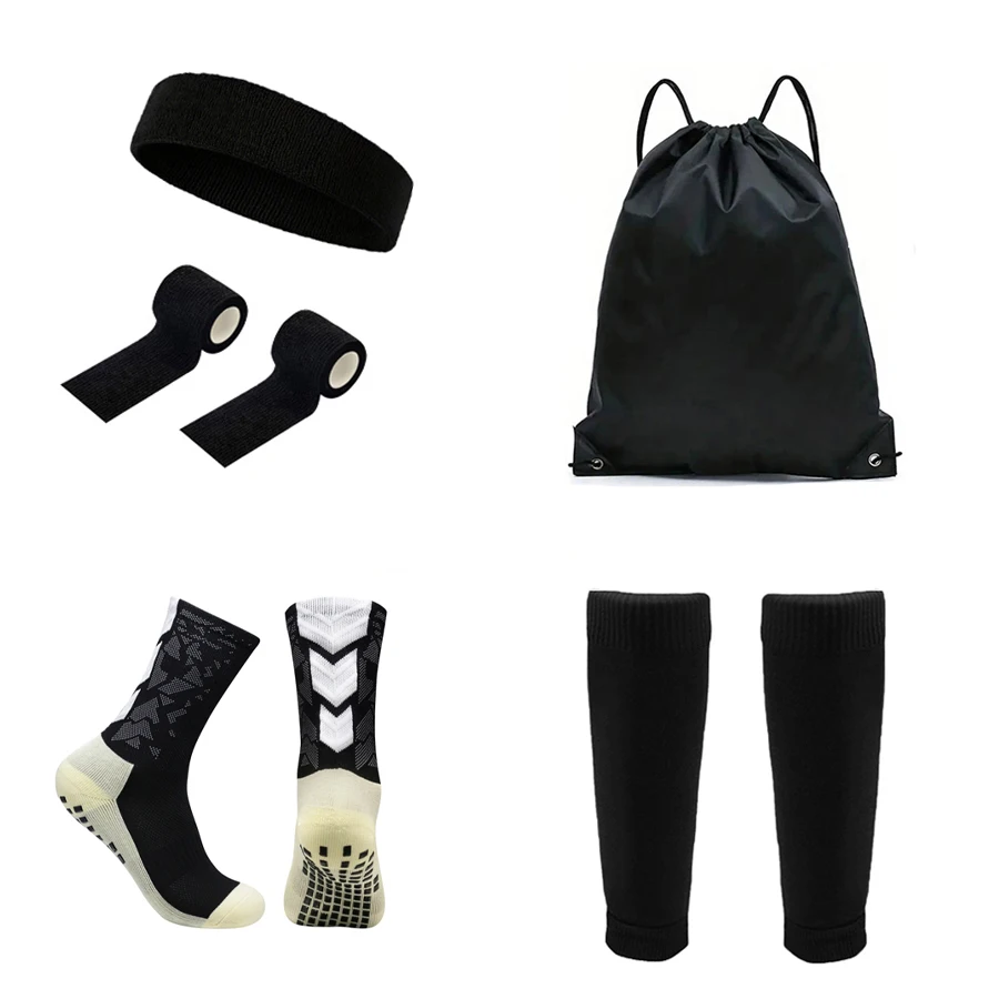 

5PCS set Sports Socks Non Slip Breathable Sporty Soccer Socks Hijab Bandages Football Bag Compression Stockings