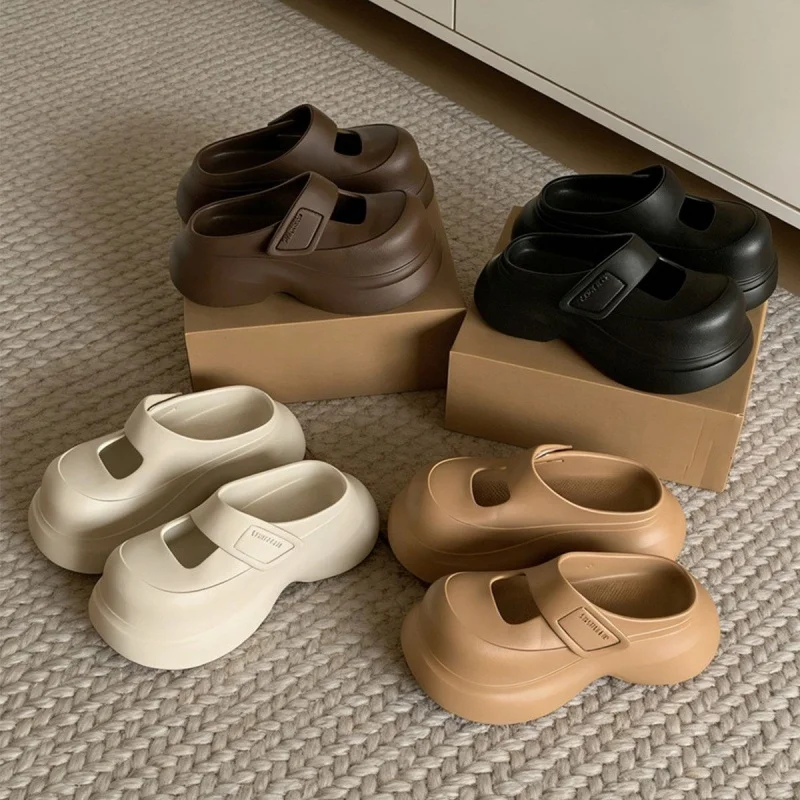 

Женские летние уличные сандалии на толстой подошве с открытым носком, увеличивающие рост, нескользящие, мягкие, дышащие, универсальные