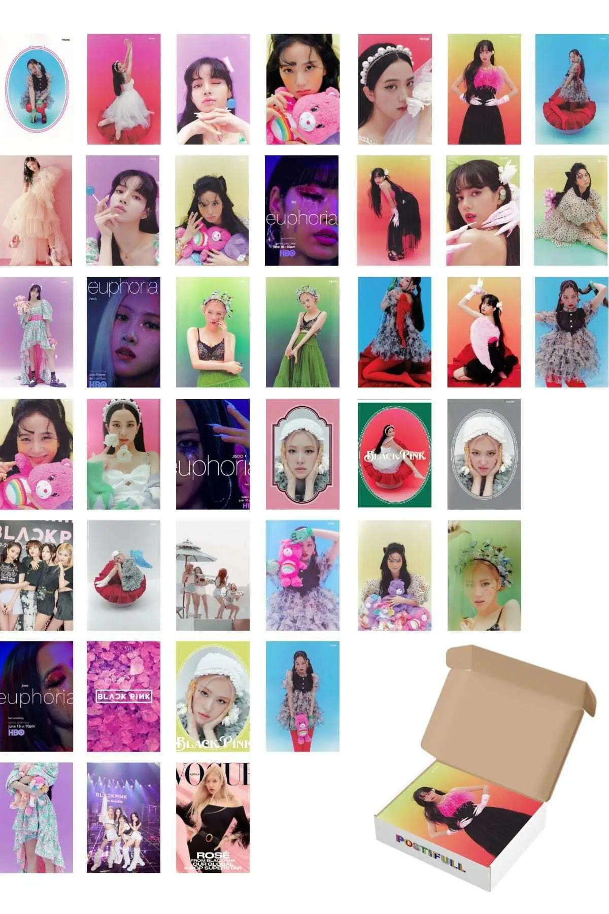 Blackgo Poster Set-blink-lisa-jennie-jisoo-rose-40 Pcs-10cm * 14cm-Coated Paper-Boxed Set