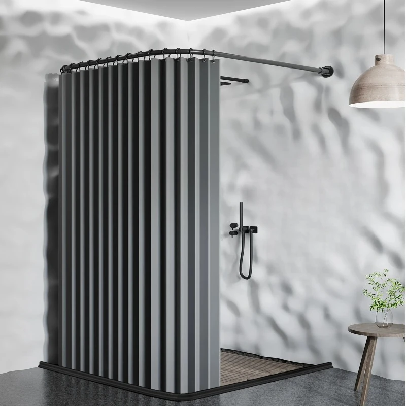 

‌U-Shaped Magnetic Shower Curtain - Foldable Arc Bathroom Partition, Waterproof Anti-Mold Hanging Liner for Wet Area Seperation