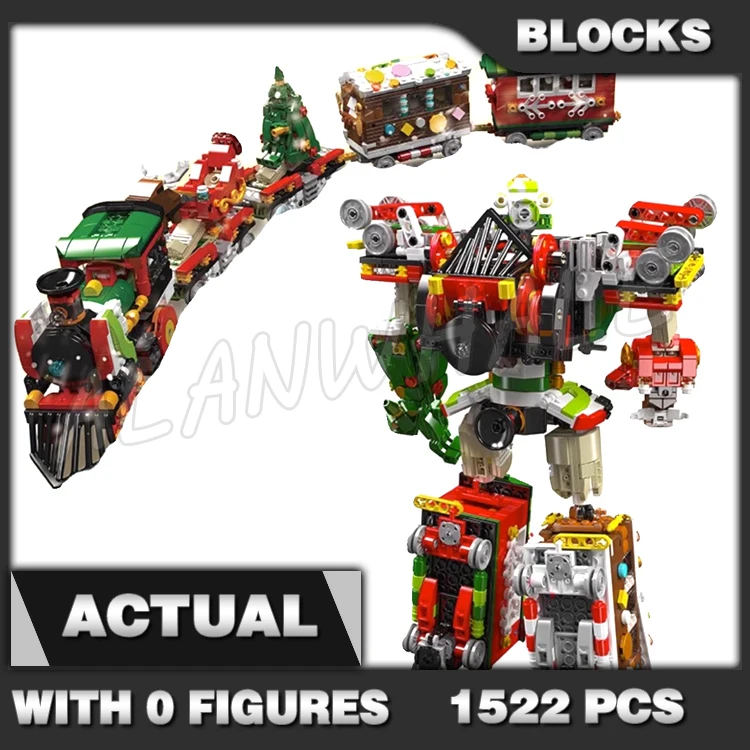 1522pcs Creative Expert 2in1 Winter Holiday Train transform to Robots Mech 12028 Building Block Toys Compatible With Model