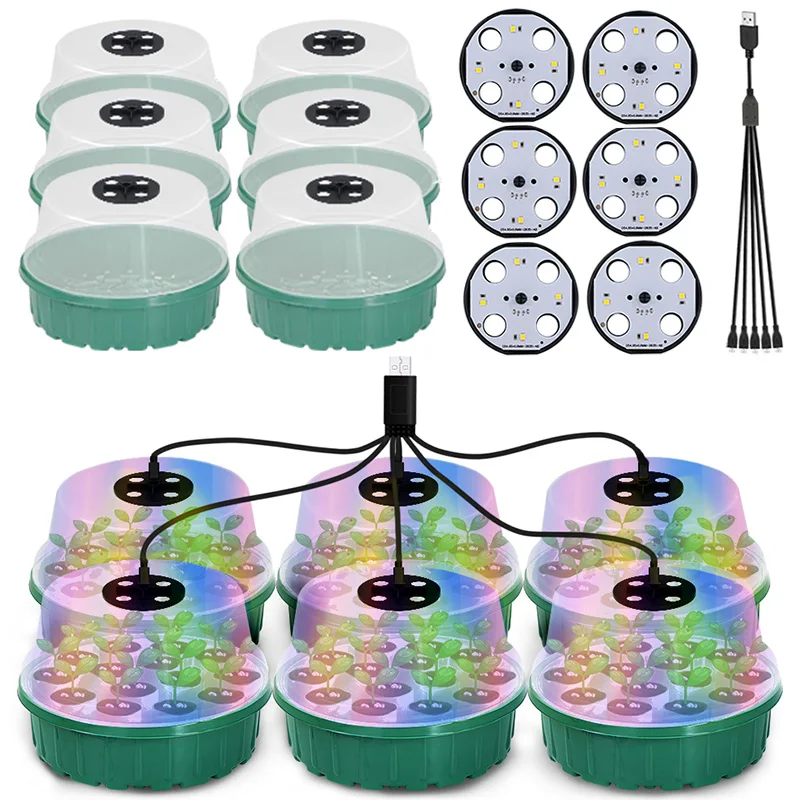 

Dome and Grow Light Plant Germination Kits Seed Starter Trays with Indoor Seedlings Start System Adjustable Ventilation Humidity