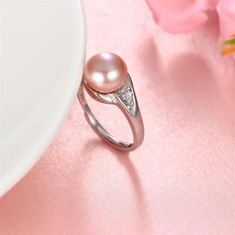 YWYC Freshwater Pearl Adjustable Rings for Women  Zircon Crystal 925 Sterling Silver Rings Jewlery Gift 2025 New Arrivals