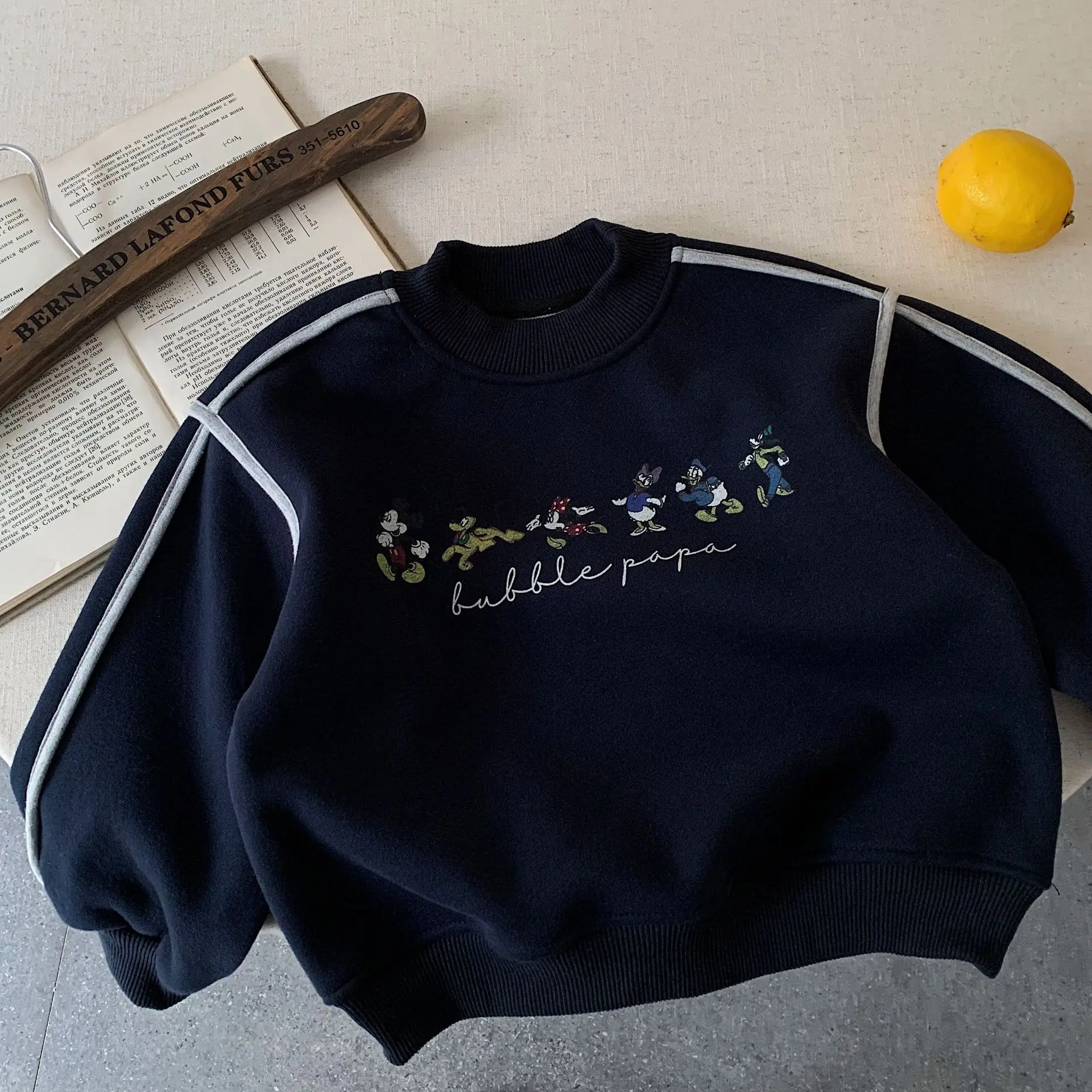 

Флисовая толстовка с Микки Диснеем для детей, осенне-зимняя толстовка с героями мультфильмов, корейский повседневный модный свободный детский пуловер, топ