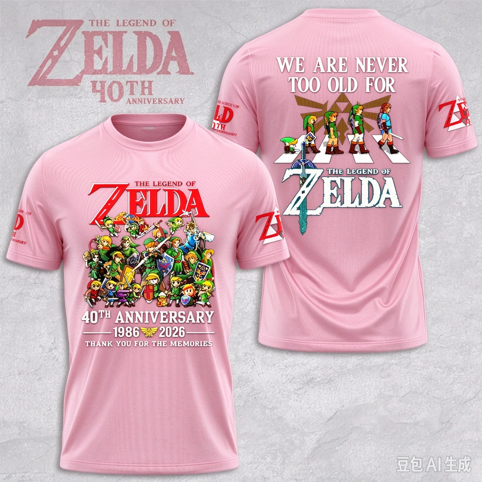 2026 The Legend of Zelda 40th Anniversary Double Sided T Shirt All Characters Graphic Men Women Casual Short Sleeve Game Fan