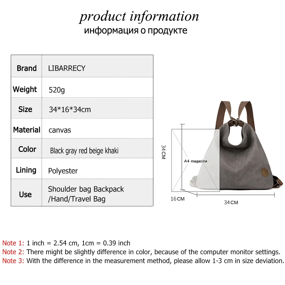 Multifunctional Women\'s Backpack High Quality Canvas Women Shoulder Bag Luxury Designer Ladies Travel Tote Bags Mochilas Mujer