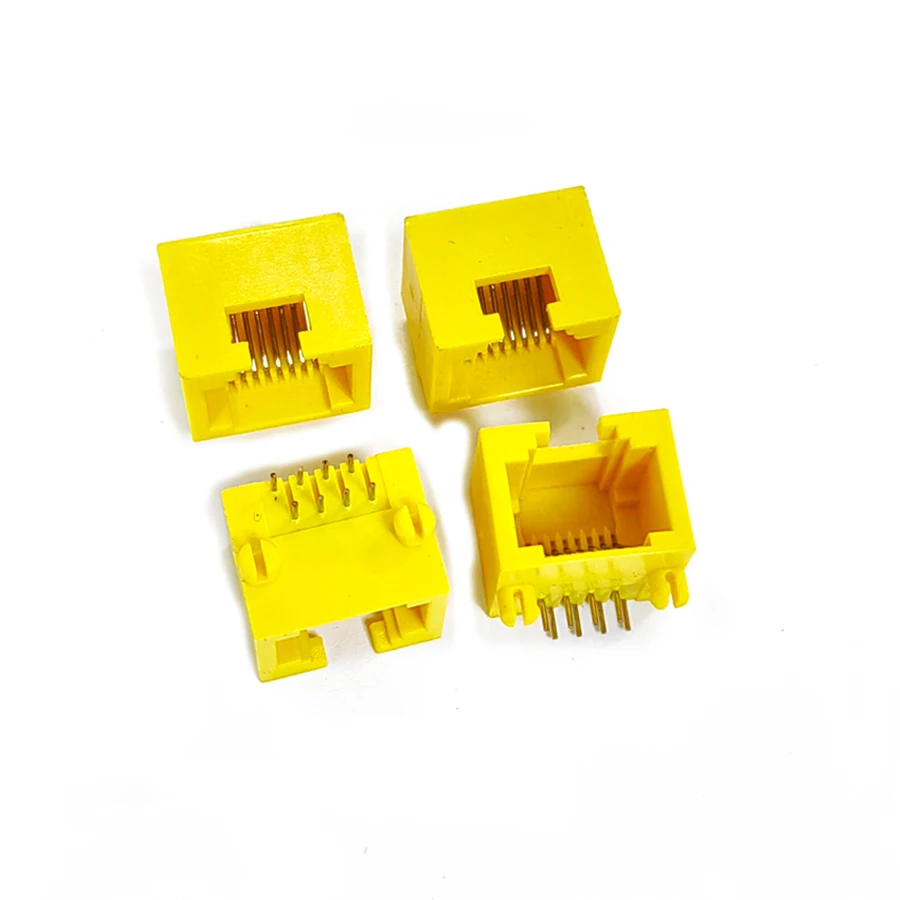 50pcs/Lot  8004 MINI RJ45 8P8C Female Jack Connector Short Plastic Yellow Color Network Internet Modular