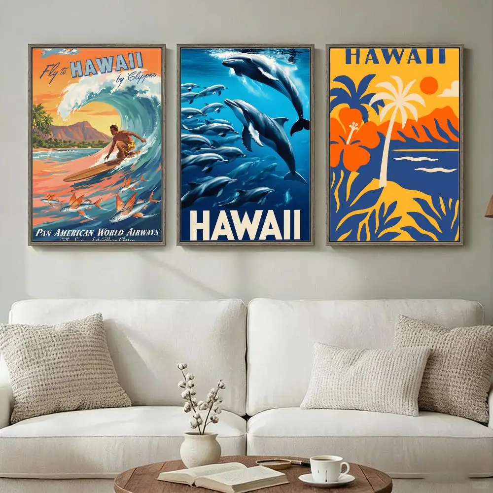 Travel - H-Hawaiis Poster Wall Art Print Poster for Living Room Bedroom Home Decor