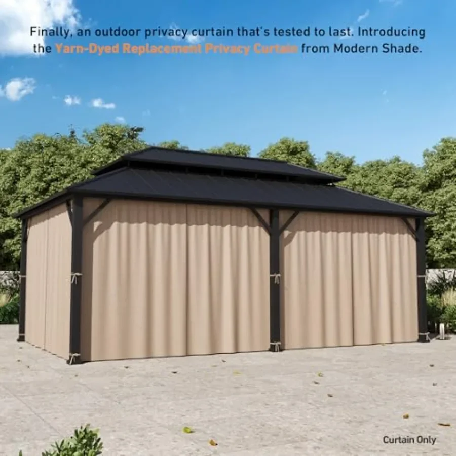 Modern Shade Yard-Dyed Gazebo Curtains Replacement Universal 6-Panel Sidewalls 20', Outdoor Gazebo Privacy Curtains with Zipper
