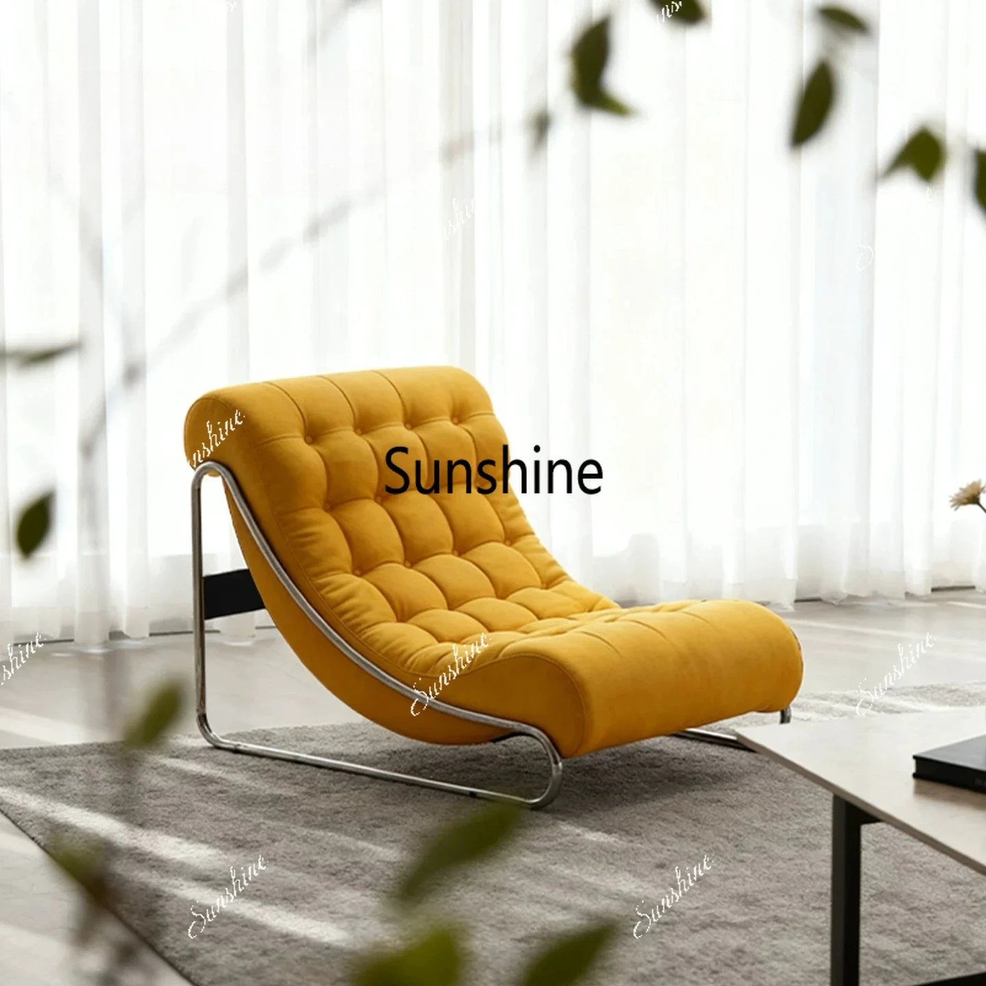 Italian single large back chair living room balcony stainless steel leisure chair