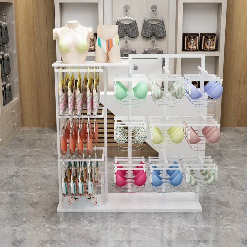 Gold underwear display rack Double-sided wrought iron floor-to-ceiling bra store display rack Shopping mall bra shorts shelf