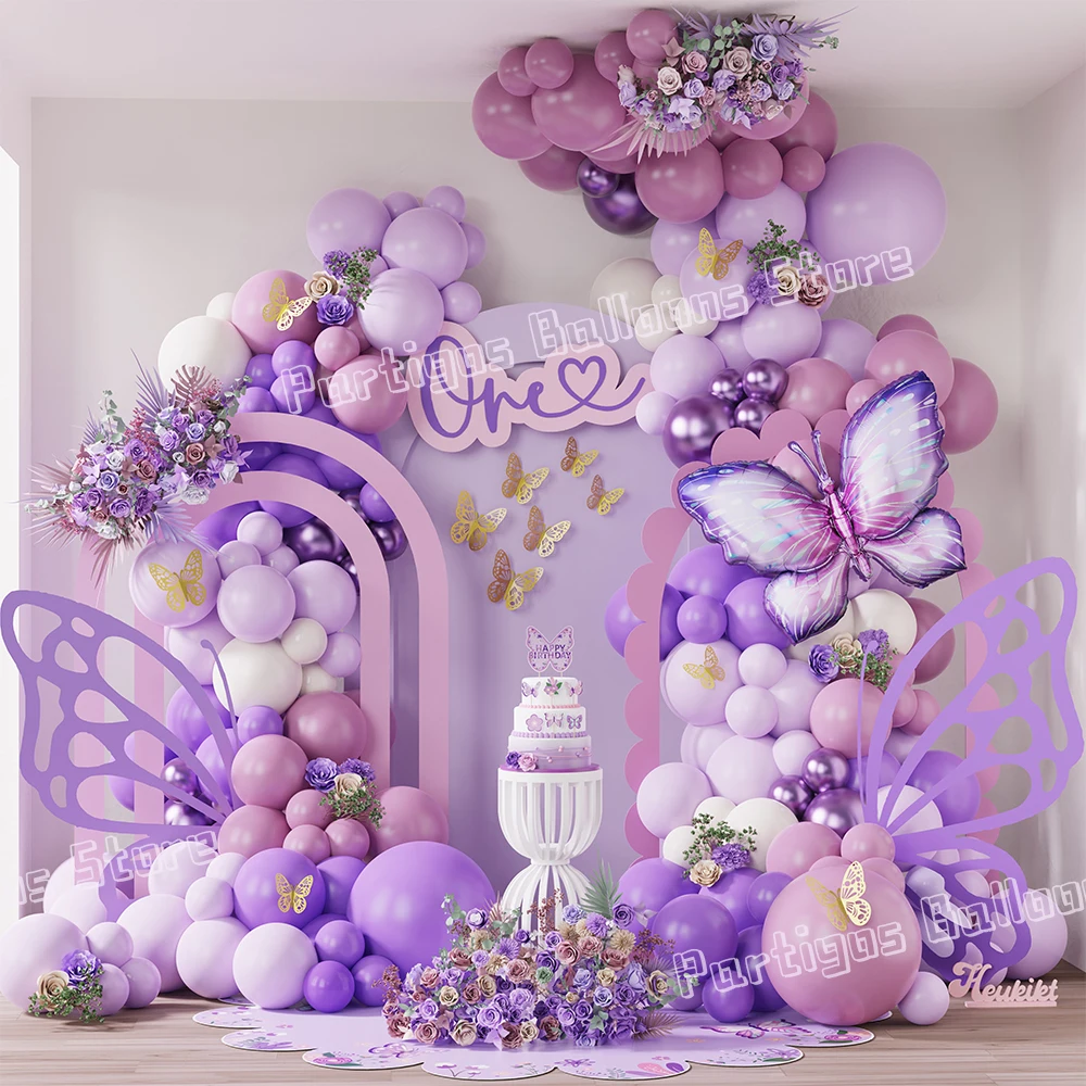 

Macaron Pink Purple Butterfly Balloon Wreath Arch Set Butterfly Helium Ballon Weddind Baby Shower Birthday Party Decor Globos