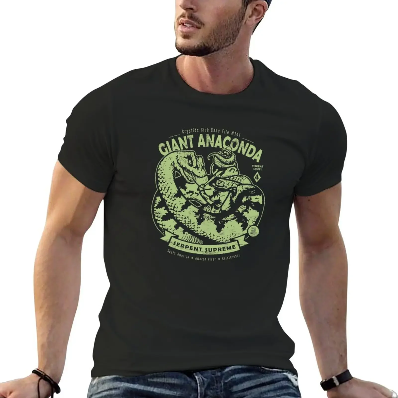 Giant Anaconda - Crytpids Club Case file #141 T-Shirt vintage clothes plus sizes korean fashion men clothings