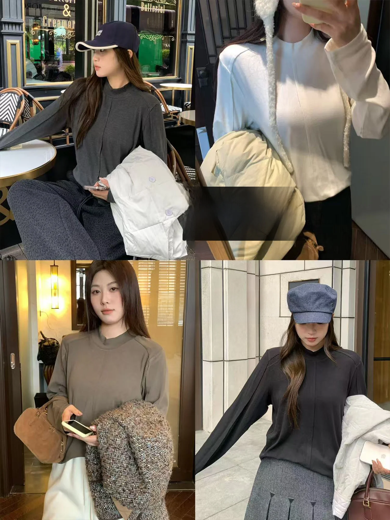 

NAZ Large Size Winter Faion Casual Merino Wool Knitted T-irt Women Base Layer Long Sve Loose Fit Daily Wear