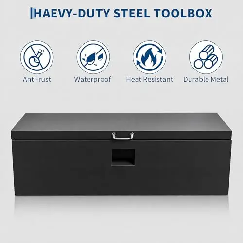Heavy Duty Truck Bed Tool Box 48'' Locking Steel Truck Toolbox with Front Pull Handle, Side Grab Handles, Dual Gas Struts