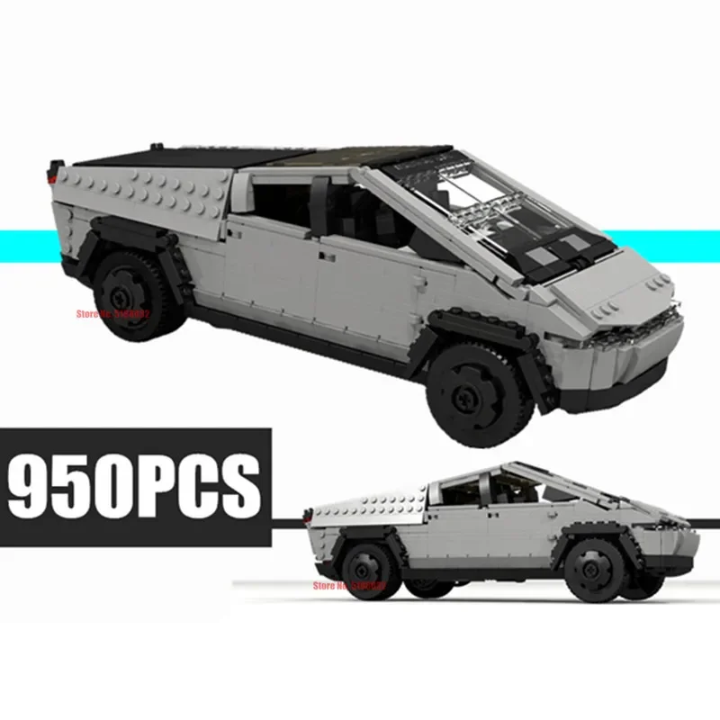 New 950PCS Future Supercar Teslaed HighhCybertrucks Launch V3 Expert Concept Model Building Blocks Bricks Toy Kid Gift Boy