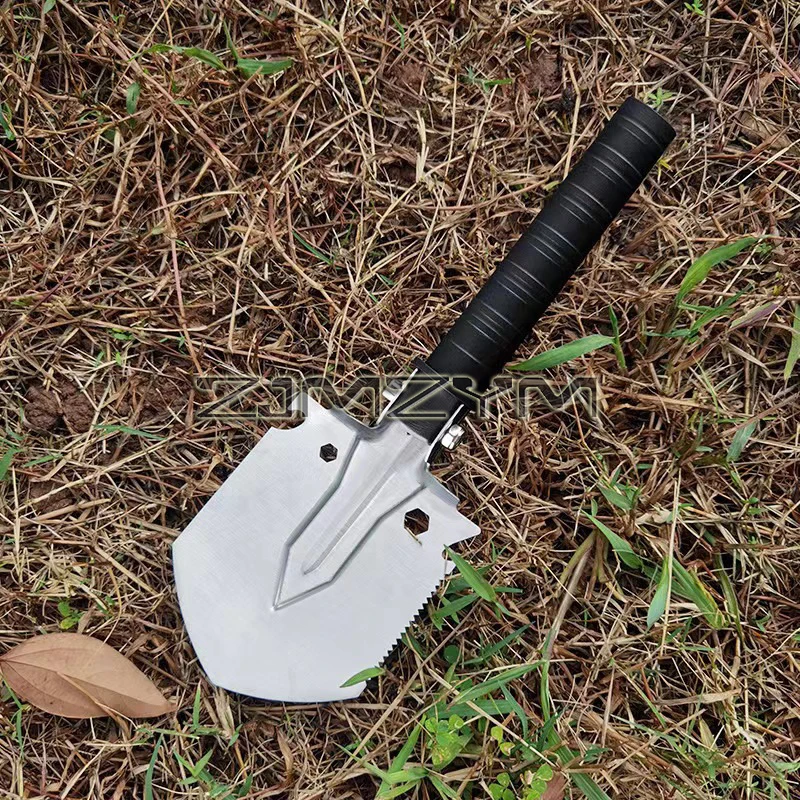 Outdoor Adventure Compass Shovel Foldable Bushcraft Garden Planting Shovels High Strength Fishing Survival Emergency Equipment