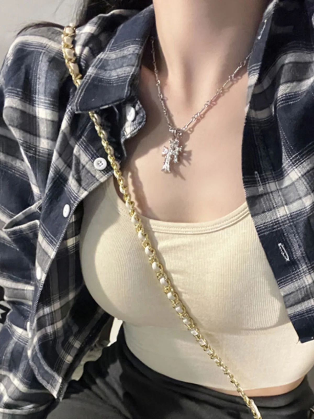 

Hong Kong Sle Casual Plaid irt Jaet Women's Loose Long Sve Autumn Faion ort Length Sun Protection Top