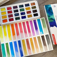 Rosa 16/24 Colors Solid Watercolor Paint Set Professional Water Color Full Pans for Beginner Painting Art Supplies
