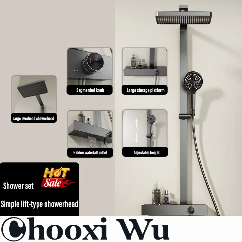 

CHOOXIWU -Modern Bathroom Shower System Digital Display Large Platform Starry Sky Atmosphere Light Bath Faucets with Shower Head