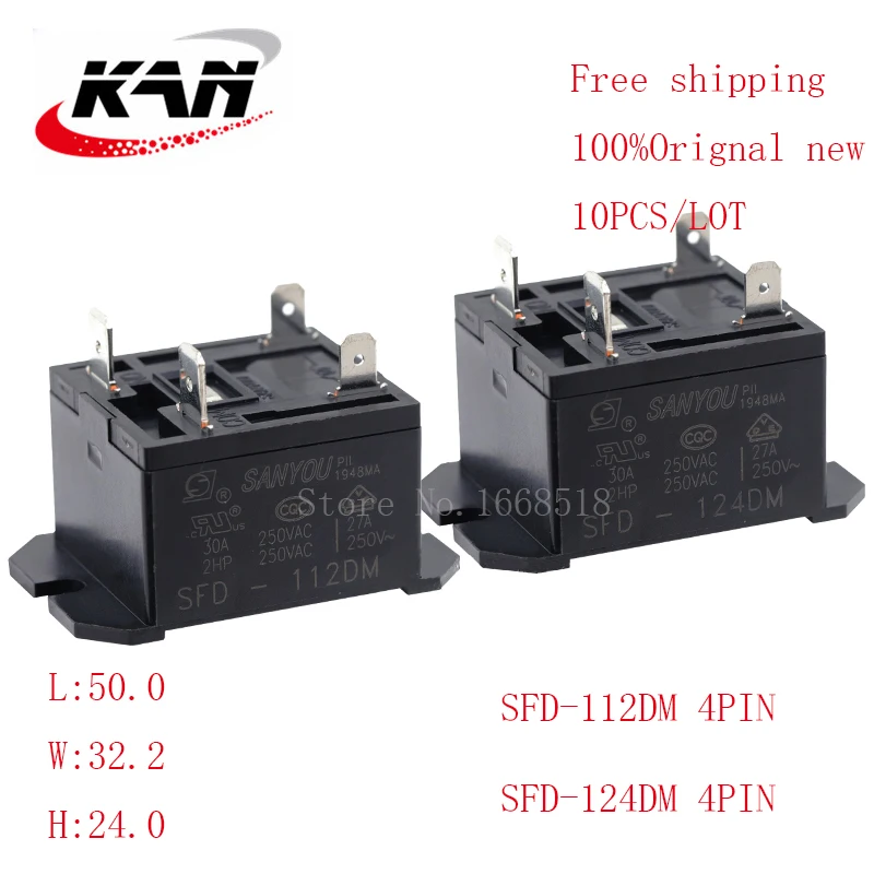 

Free shipping 10pcs relay SFD-112DM SFD-124DM 12VDC 24VDC 30A 250VAC 4PIN Original New