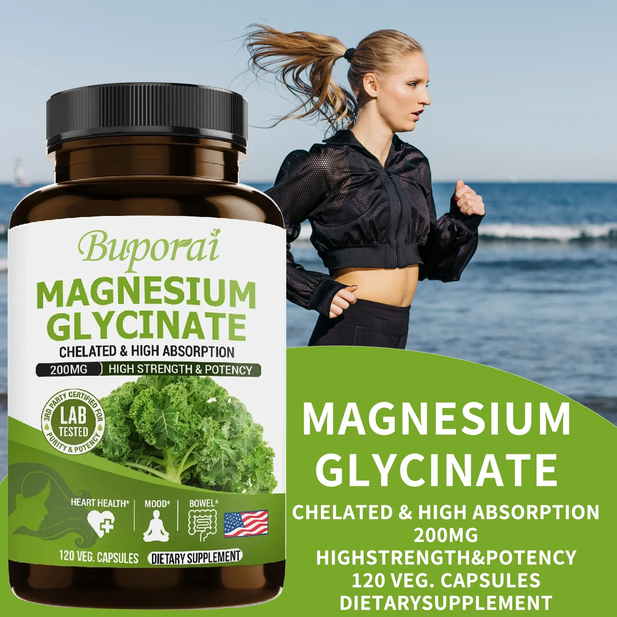 

Magnesium Glycinate Capsules - High Absorption, Promotes Bone and Heart Health, Enhance Immunity, Help Natural Sleep
