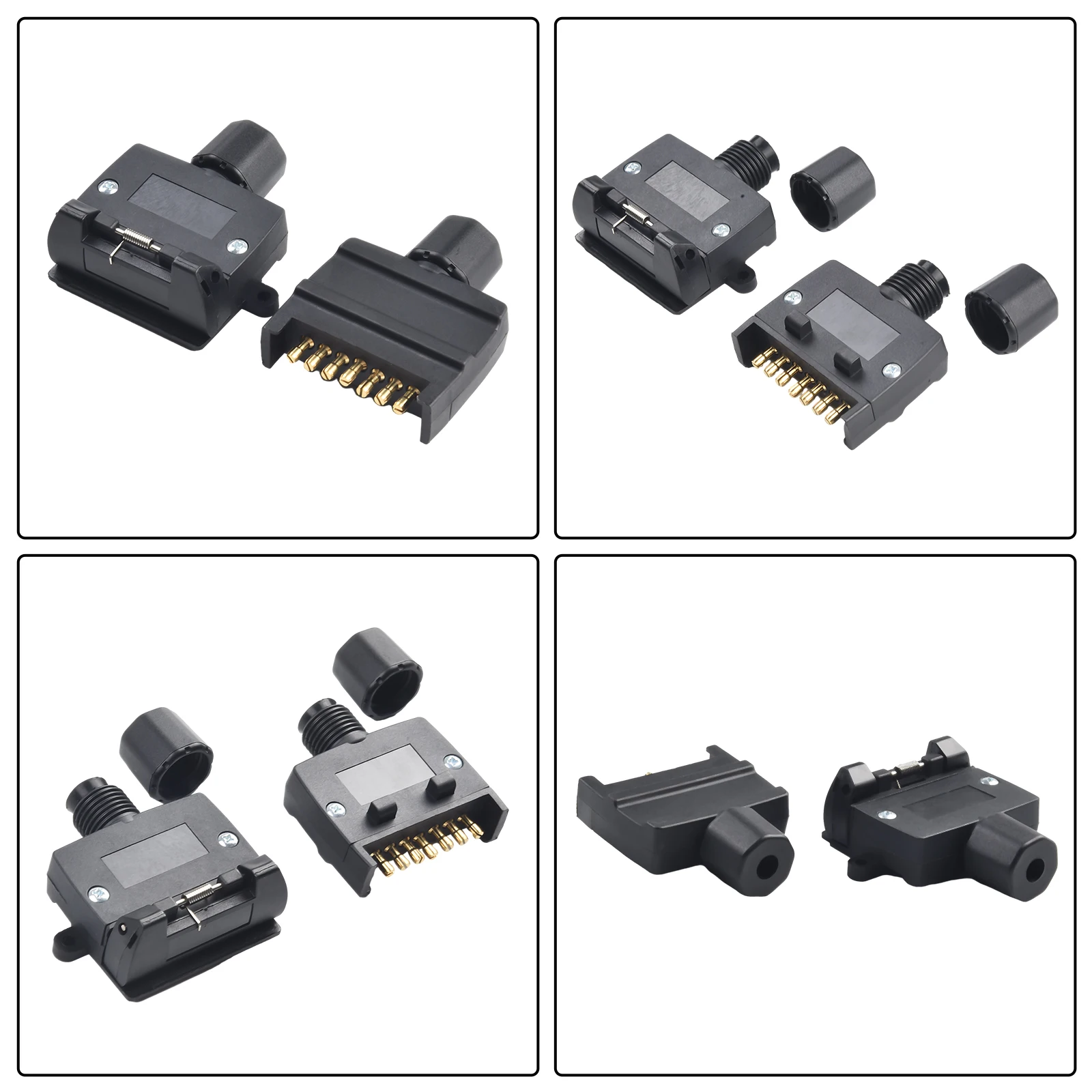 7 Pin Flat Trailer Connector Set Including and Socket for Caravan RV Boat Trailer 12V DC Electrical System Integration