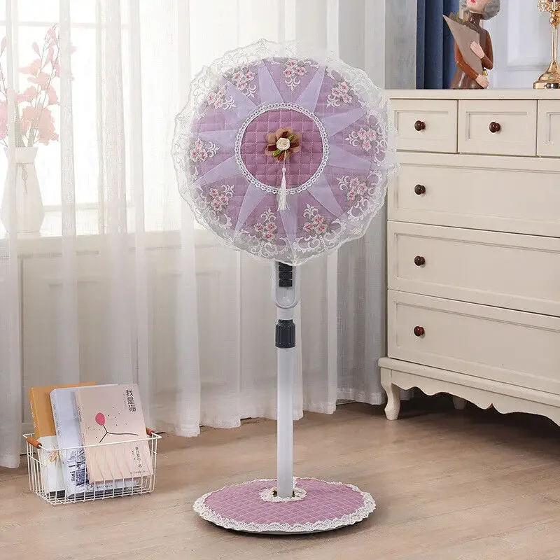 New Lace Floral Floor Fan Covers Electric Fan Dust Cover Standing Fans Protecter All Inclusive Motor Style Fan Cover