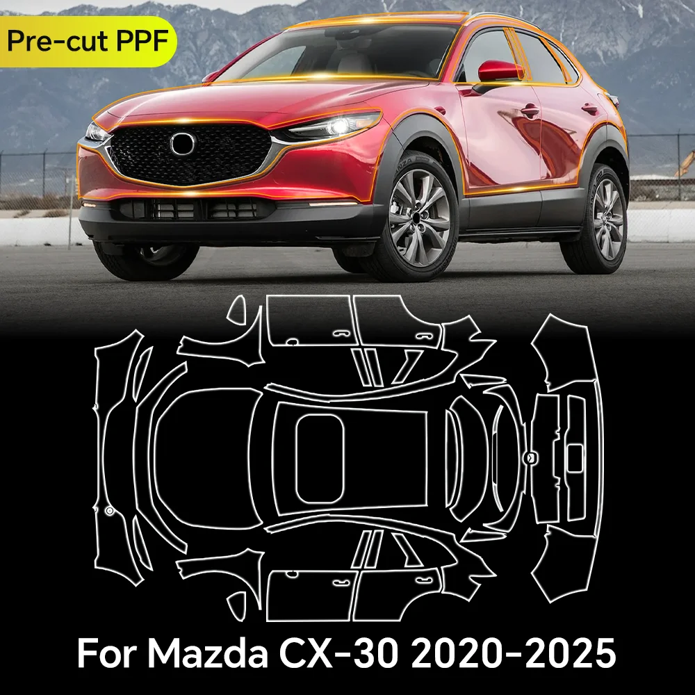 

For Mazda CX30 CX-30 2020-2025 TPU Paint Protection Film Clear Bra Car Body Anti-Scratch Pre-cut PPF Resistant Invisible Cover