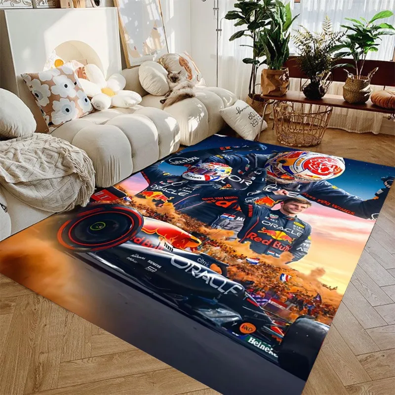 Max Verstappen Formula 1 Racing Carpet Red Bull Power Equation Racing Plush Washable Rugs Anti-slip Decor Carpet in Esports Room