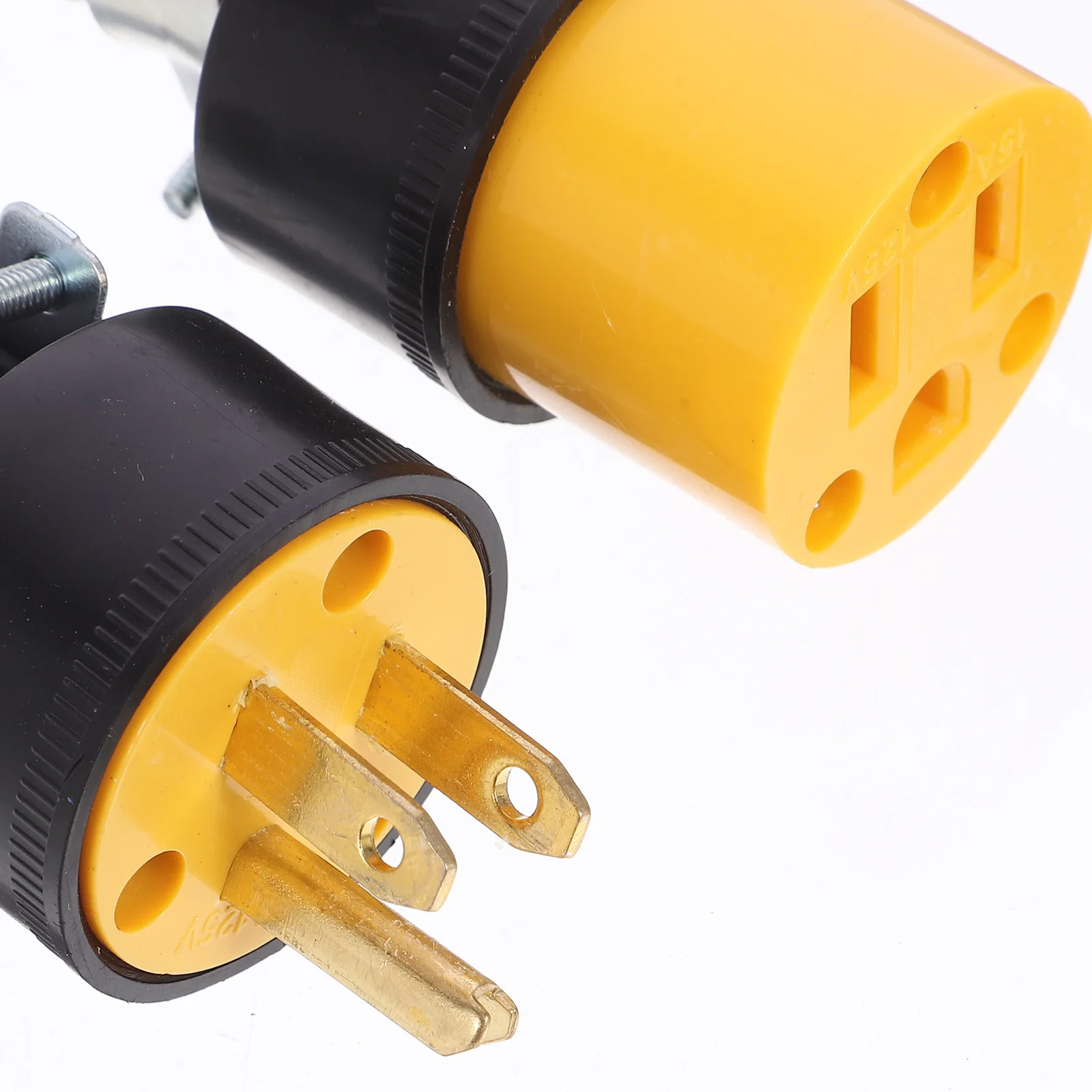 

3-Pin Grounding Connector Extension Cord Replacement Plug Repair Kit Male Female Electrical Adapter Sturdy ABS Copper