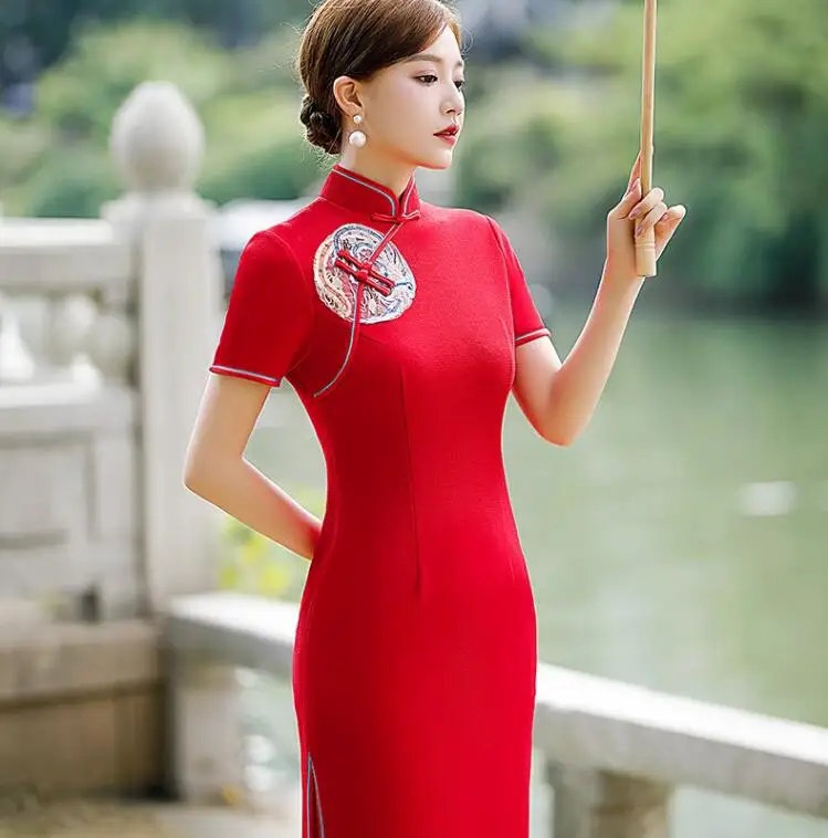 Vintage Chinese Style Stage Shape High-End Runway Performance Cheongsam