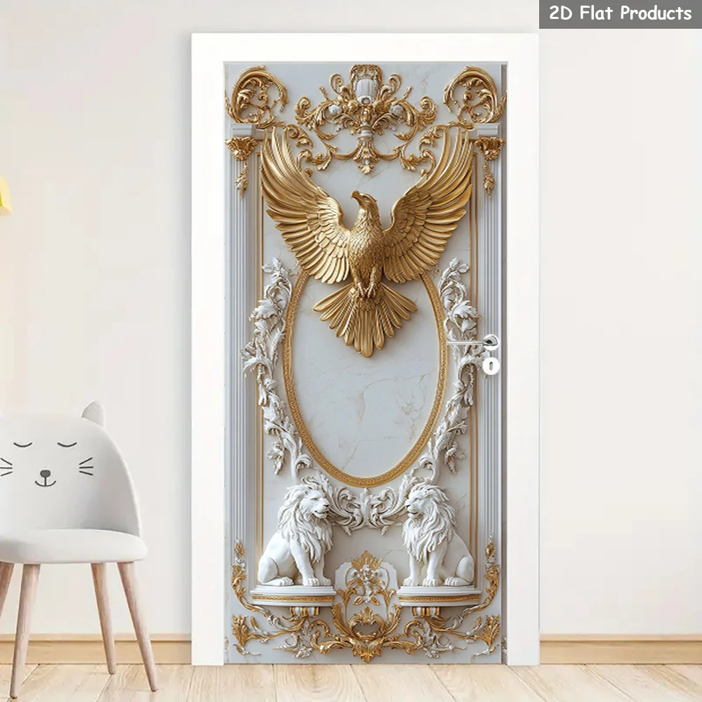 Luxury Baroque Eagle Lion Door Banner Polyester Door Cover Wall Hanging for Home Entrance Living Room Party Decor