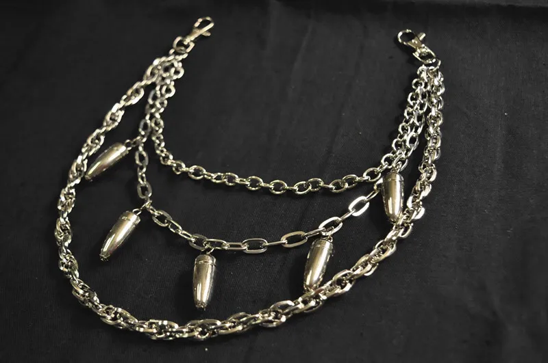 2016 New Male Trendy Bullet Head Waist Chain Non mainstream Street Dance Punk Rock Pants Chain