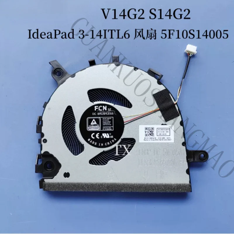 HJY...S 5F10S14005 For Lenovo V14 G2 G4 S14 G2 IdeaPad 3-14ITL6, DC5V 0.5A 4-Pin PWM Turbine Cooler Replacement Spare Part