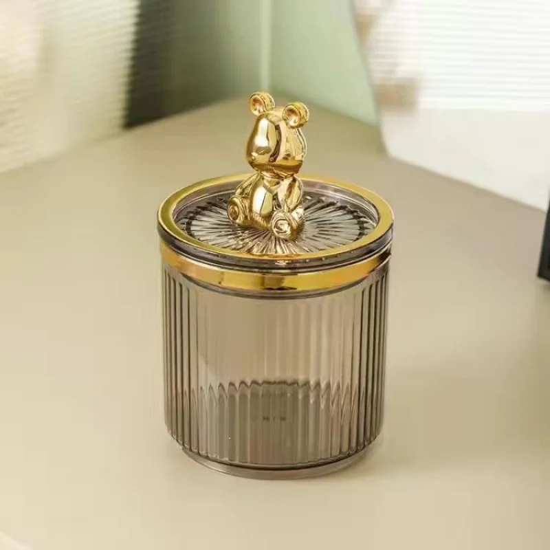 Cute Bear Cotton Pad Holder Cotton Swab Rod Storage Box Cosmetics Jewelry Bathroom Qtip Makeup Container Lipstick Organizer Box