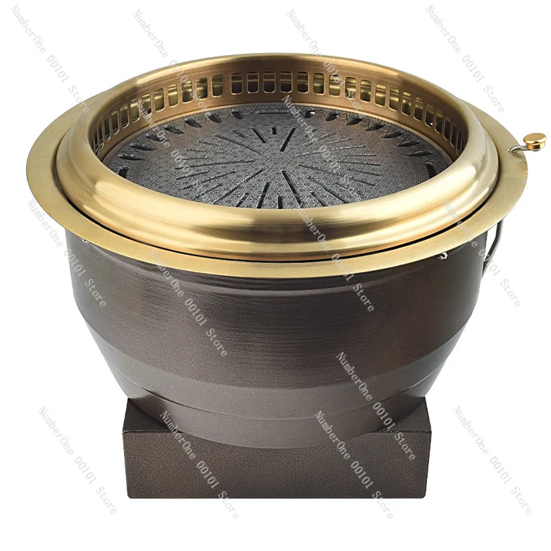 Lower exhaust charcoal grill, Japanese titanium round charcoal grill