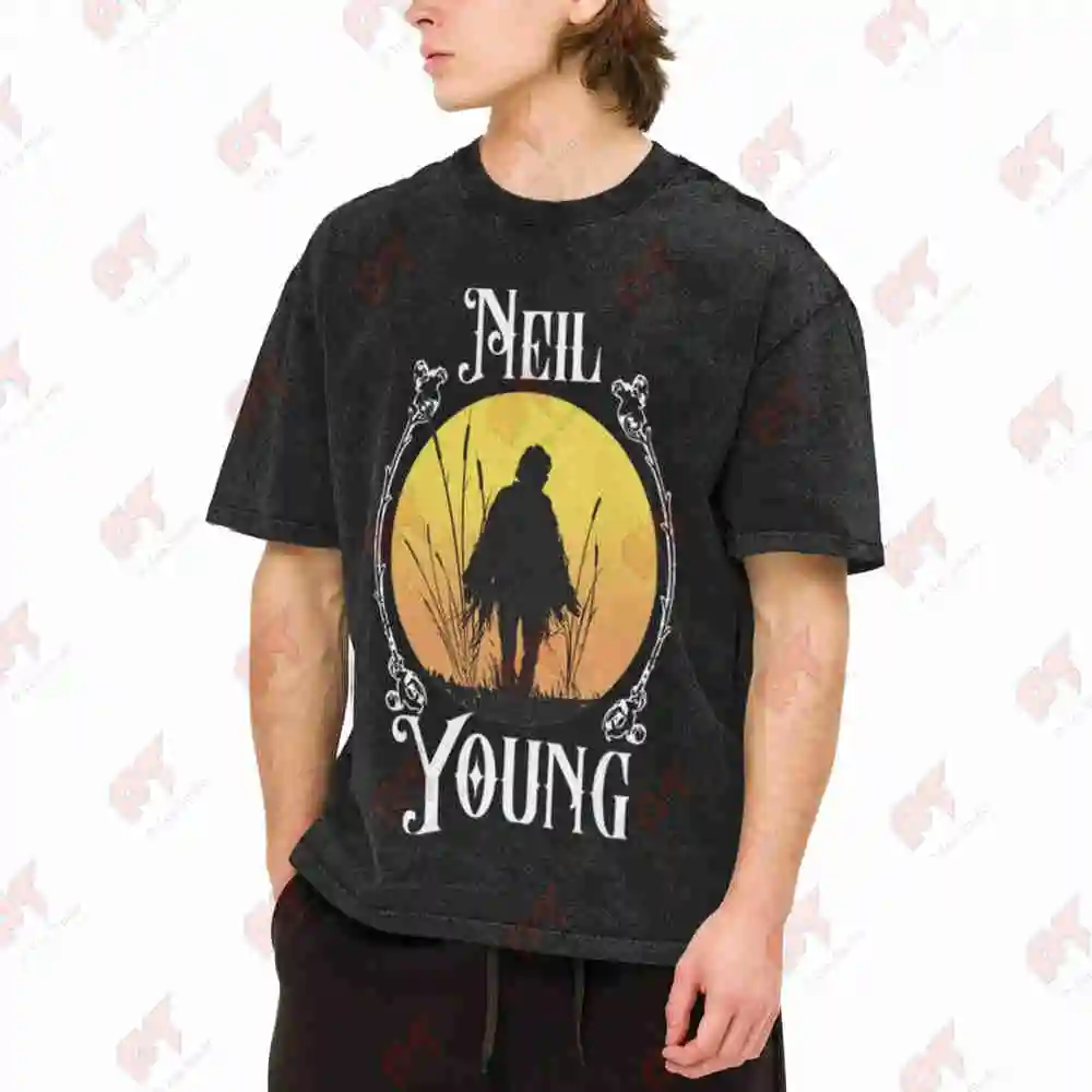 Young Neil 871806 Vintage Washed Tee Pure Cotton T-Shirt