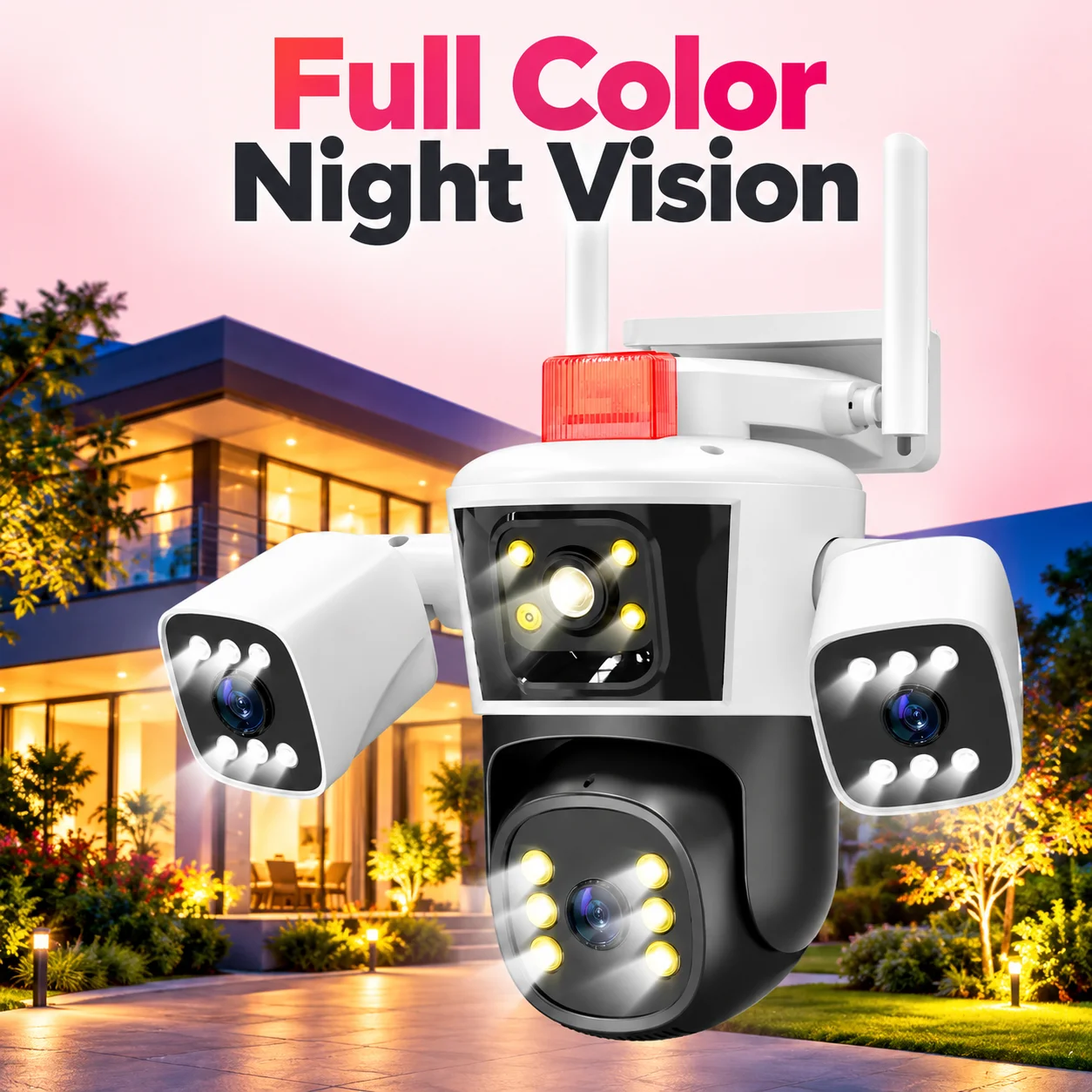 4K, 1500만 화소, 3개의 렌즈, 3개의 화면, - Home Security Flood Lights 리뷰 및 가격