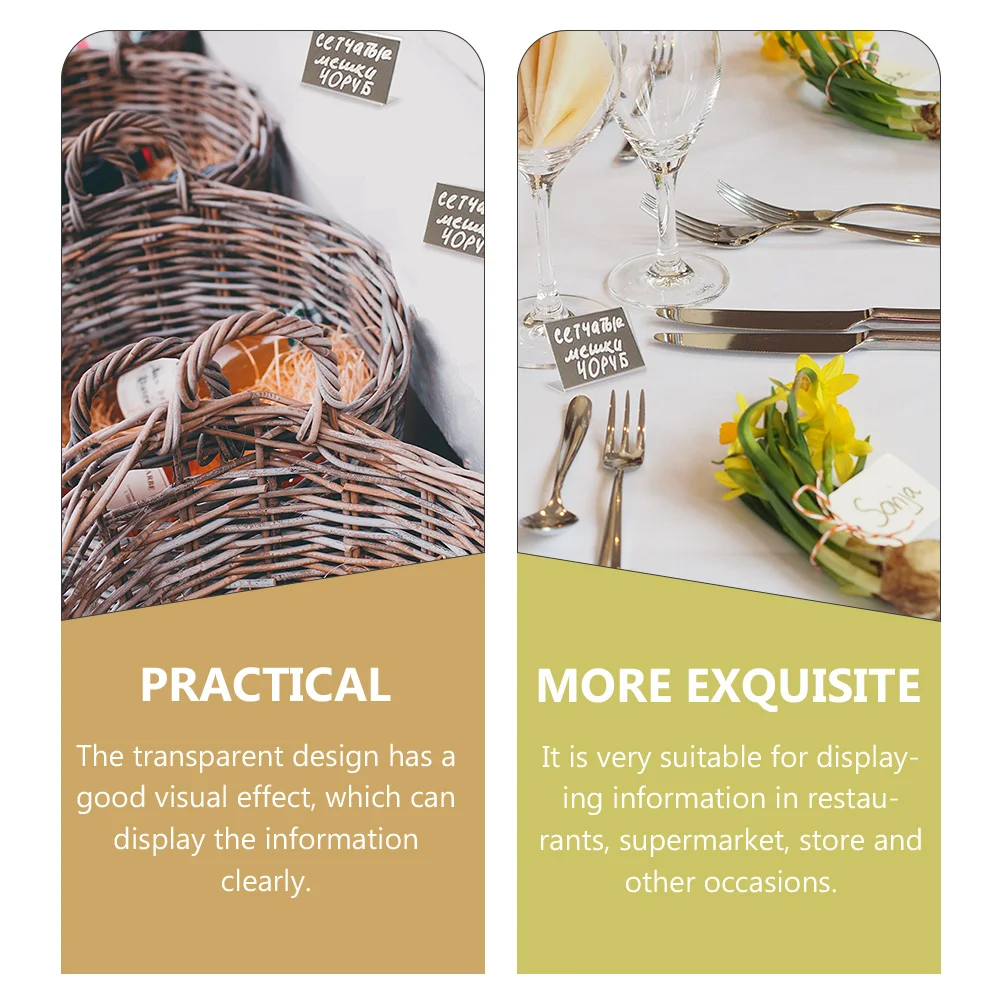 

20 Pcs Price Tags Retail Label Holder Plastic Display Riser 5x3cm L Shape Sign Stand Clear Visual Effect Store Restaurant