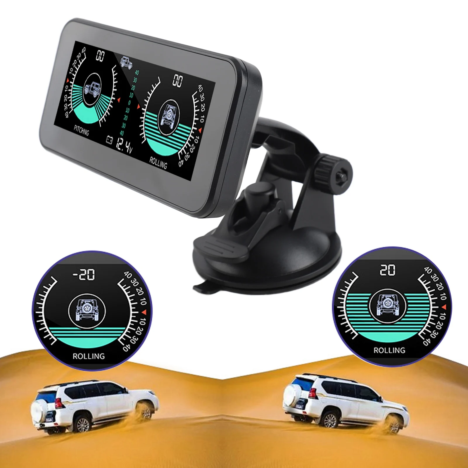 Intelligent Car Inclinometer Tilt Gauge High Resolution HUD Digital Angle Slope Meter for Automobile Car Inclinometer