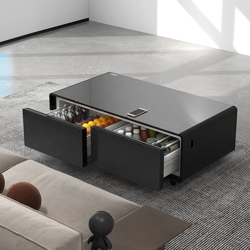White multi-functional smart, touch refrigerator coffee table