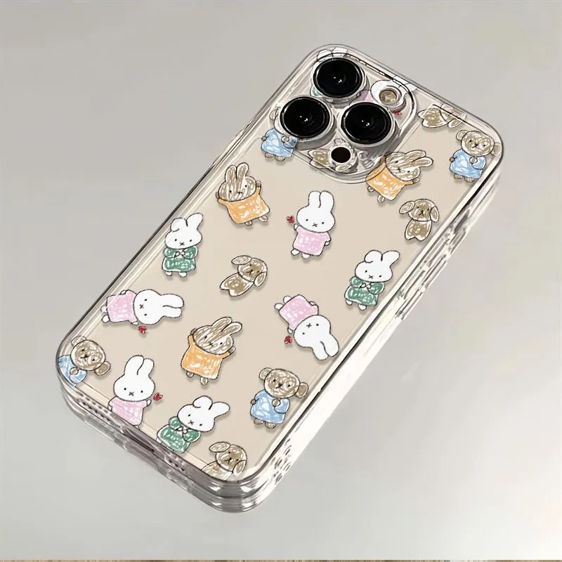

Luxury Art Cute graffiti Miffy Phone Case For iPhone 17 16 15 14 13 12 11 Pro Max Plus X 8Plus painting cartoon Miffy cover﻿﻿﻿