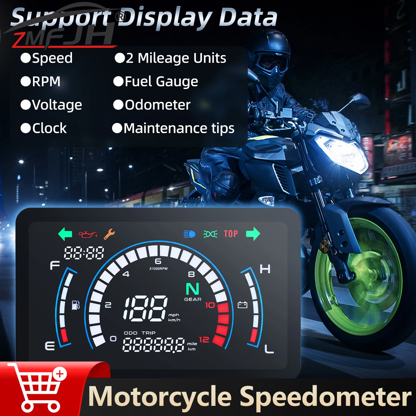 

Digital Motorcycle Speedometer For Honda EX5 Dream Auto RPM Tachometer Odometer Fuel Level Voltage Motor Speed Meter Dashboard