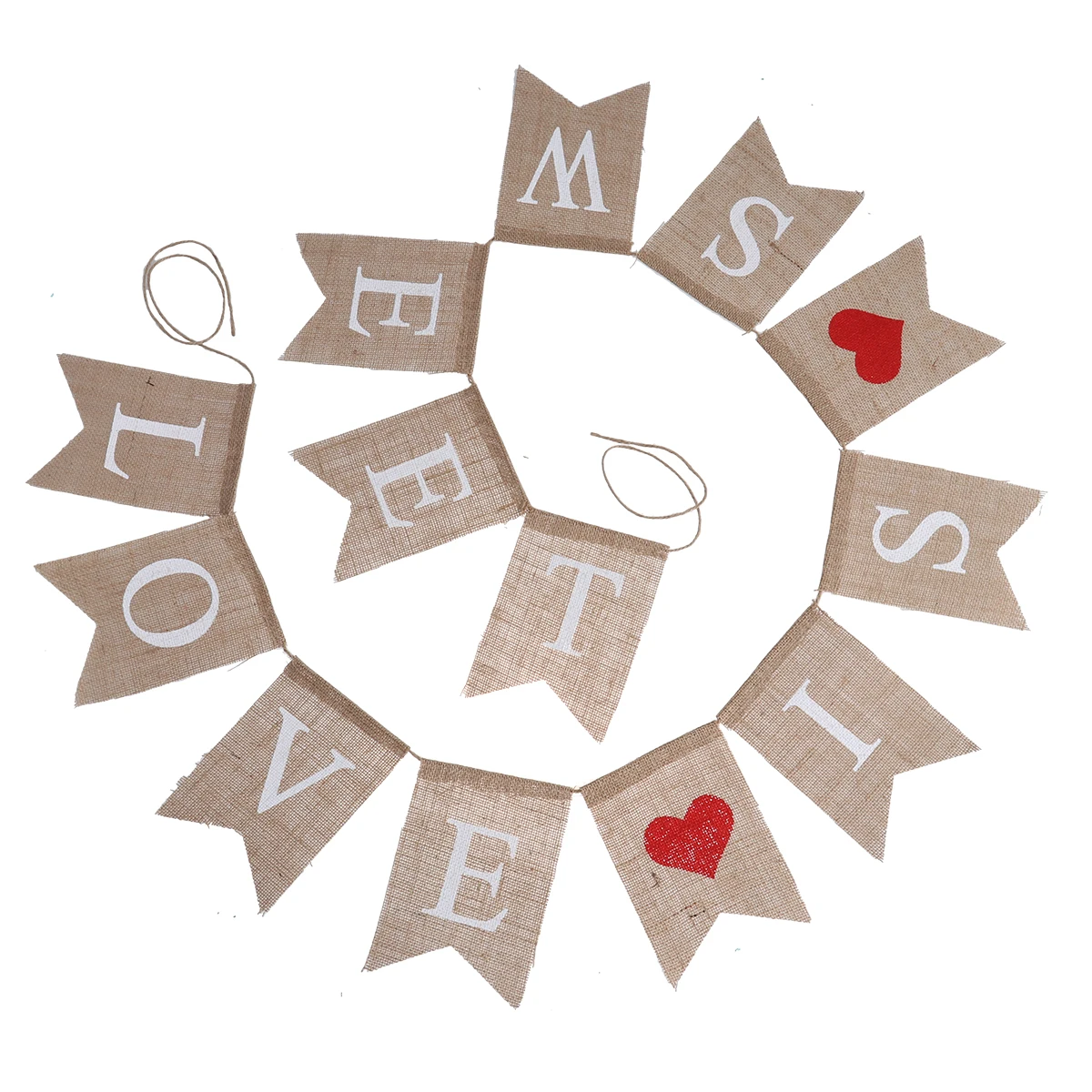 

Love Is Sweet Banner 2.8M Heart Shaped Garland Wedding Bunting Burlap Valentine Day Anniversary Celebration