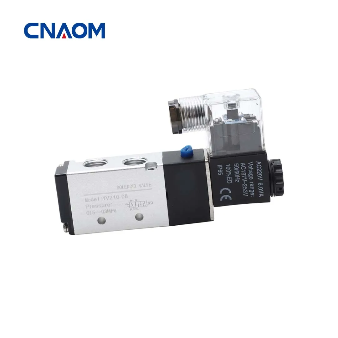 

CNAOM 4V210-08 Pneumatic Electric Solenoid Valve 5 Way 2 Position Control Air Gas Magnetic Valve 12V 24V 220V