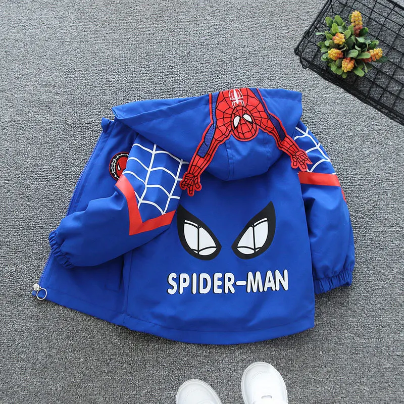 News Spring Autumn Red Blue SpiderMan Thin style Children costume boys Coats Jacket girls Hooded Coat Kids Outwear boy Clothing