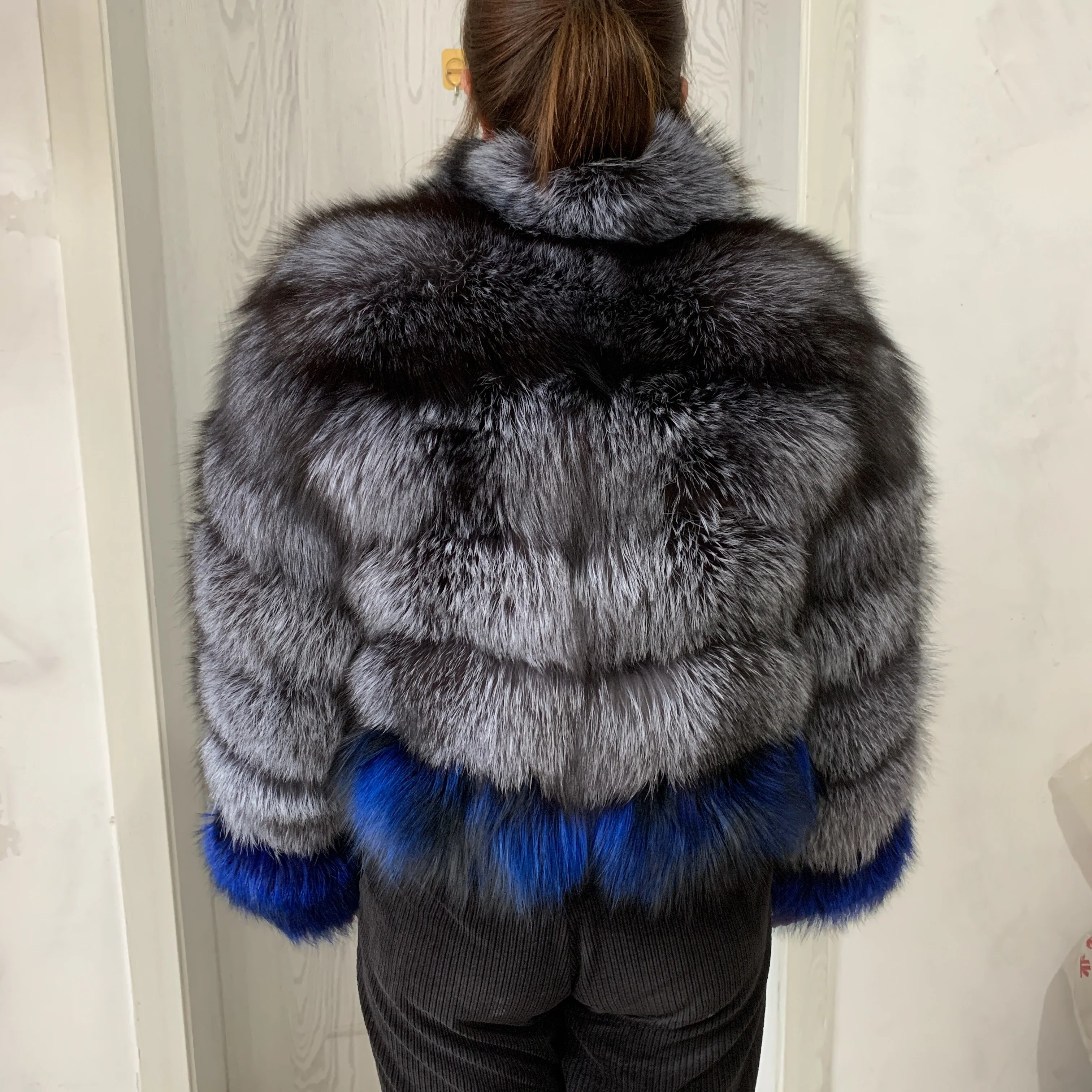 2025 new fox fur coat mixed color women's winter warm and fashionable real fox fur leather jacket
